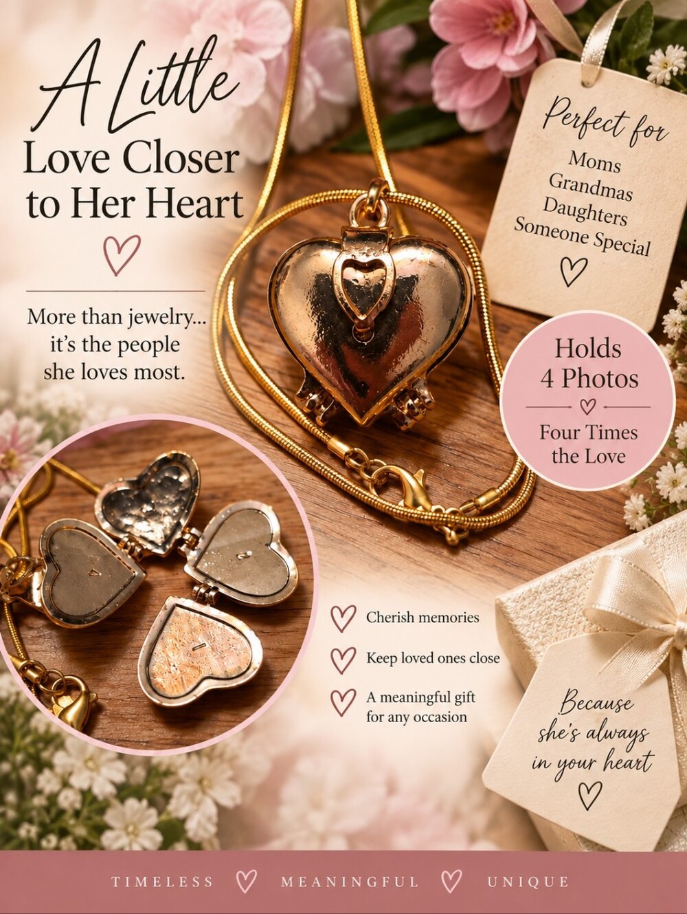 Gold style Heart Locket Necklace